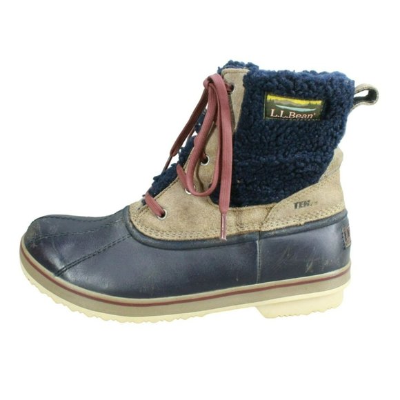 LL Bean Rangeley Multicolor Leather Insulated Ankle Pac Boots Size 11 M - Picture 1 of 9